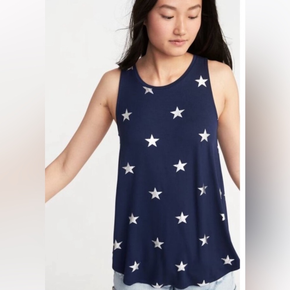 Old Navy Patriotic Silver Stars /Navy Blue Sleeveless Tank Top